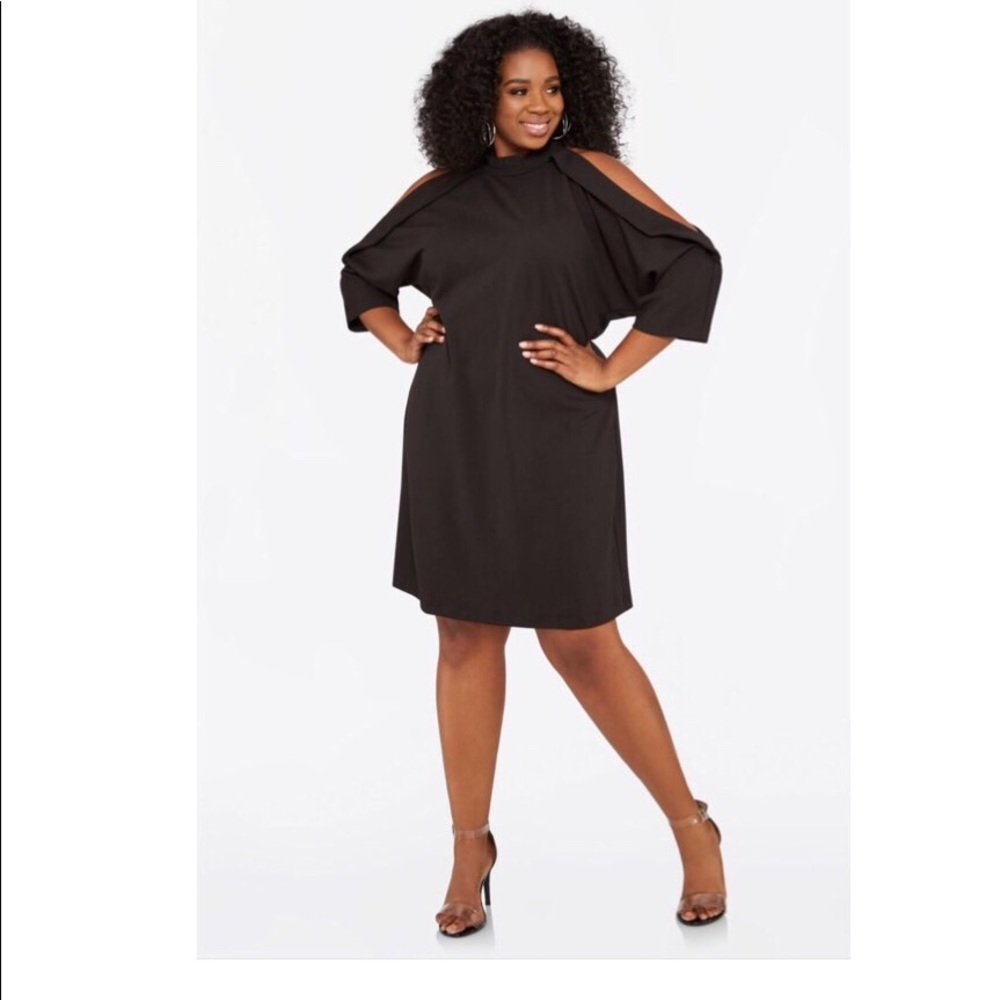 Bebe Ruffle Cold Shoulder Dress